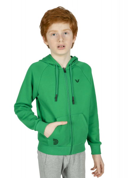 Unisex Çocuk Yeşil Kapüşonlu Eşofman Üstü 9610