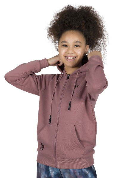 BİLCEE - Unisex Çocuk Pudra Kapüşonlu Eşofman Üstü 9610 (1)