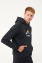 Erkek Siyah 3 İplik Baskılı Mountain Kapüşonlu Sweatshirt 1598 - 8