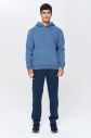 Erkek Mavi 3 İplik Şardonlu Fleece Yumuşak Fırçalı Kapişonlu Oversize Sweatshirt | 9799 - 7