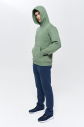 Erkek Yeşil 3 İplik Şardonlu Fleece Yumuşak Fırçalı Kapişonlu Owersize Sweatshirt 9799 - 2