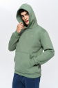 Erkek Yeşil 3 İplik Şardonlu Fleece Yumuşak Fırçalı Kapişonlu Owersize Sweatshirt 9799 - 3