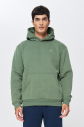 Erkek Yeşil 3 İplik Şardonlu Fleece Yumuşak Fırçalı Kapişonlu Owersize Sweatshirt 9799 - 5
