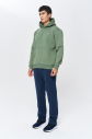 Erkek Yeşil 3 İplik Şardonlu Fleece Yumuşak Fırçalı Kapişonlu Owersize Sweatshirt 9799 - 6