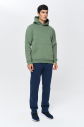 Erkek Yeşil 3 İplik Şardonlu Fleece Yumuşak Fırçalı Kapişonlu Owersize Sweatshirt 9799 - 7