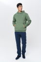 Erkek Yeşil 3 İplik Şardonlu Fleece Yumuşak Fırçalı Kapişonlu Owersize Sweatshirt 9799 - 9