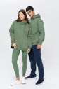 Erkek Yeşil 3 İplik Şardonlu Fleece Yumuşak Fırçalı Kapişonlu Owersize Sweatshirt 9799 - 10