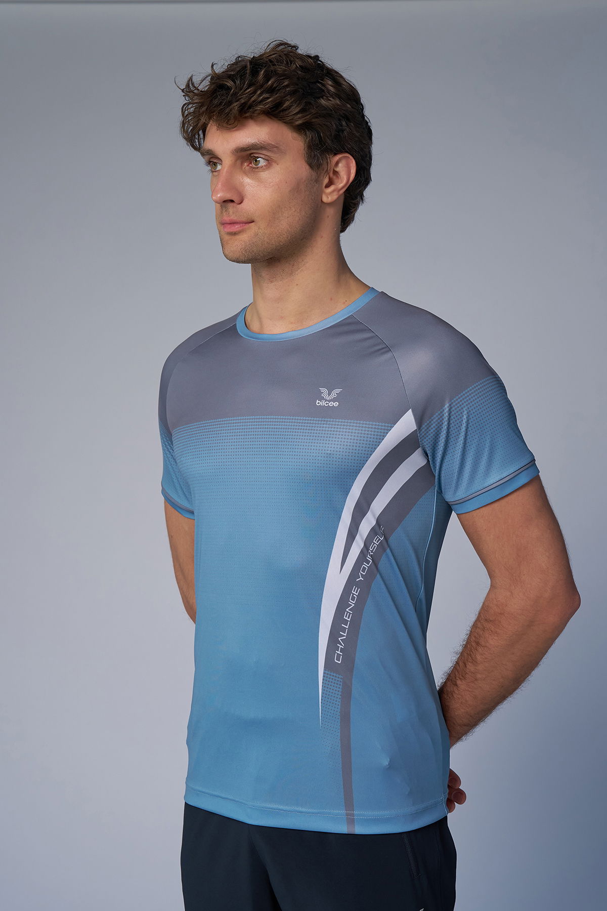Erkek Mavi Antrenman Tişört | 4577 - BİLCEE