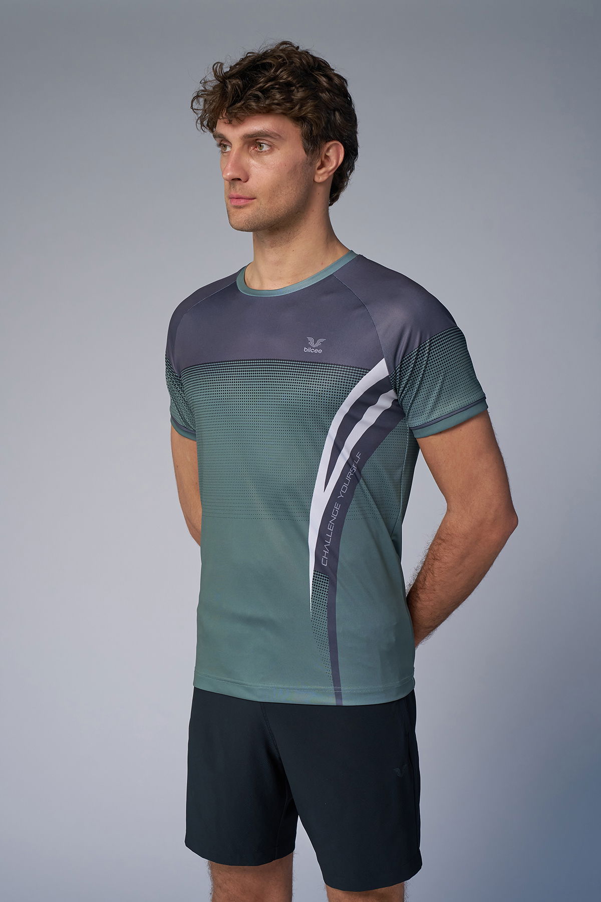 Erkek Yeşil Antrenman Tişört | 4577 - BİLCEE