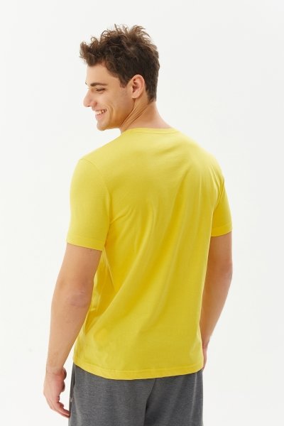 Erkek Sarı Baskılı Tişört 8740
