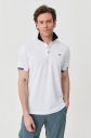 Erkek Beyaz Pamuklu Polo Yakalı Kısa Kollu Tişört | 9710 - 5