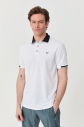 Erkek Beyaz Pamuklu Polo Yakalı Kısa Kollu Tişört | 9710 - 2