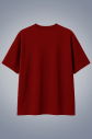 Erkek Bordo Basic Düz Pamuklu Ağır Kumaş Geniş Kalıp Oversize Tişört | 4581 - 10