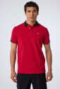 Erkek Bordo Pamuklu Polo Yakalı Kısa Kollu Tişört | 9710 - 