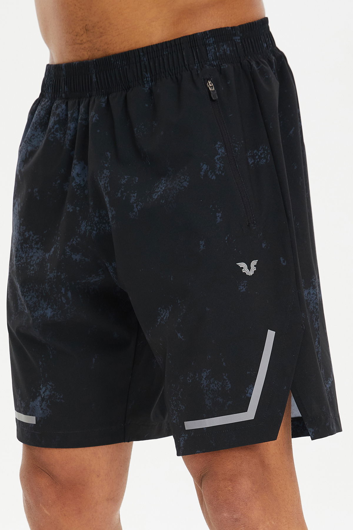 Erkek Siyah Desenli İnce Dokuma Kumaşlı Antrenman Kısa Spor Şort | 0634 - BİLCEE