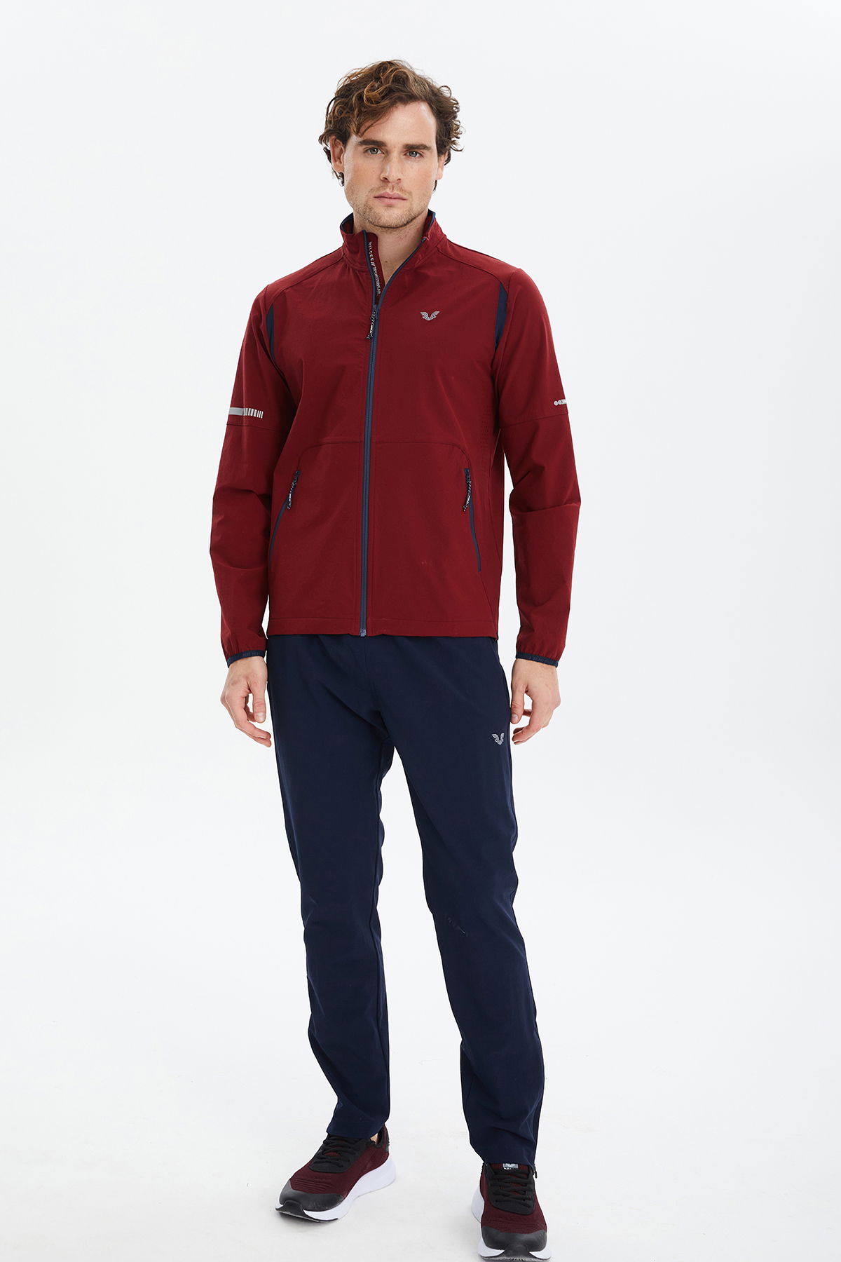 Erkek Bordo Dik Yakalı Dokuma Fermuar Paçalı Eşofman Takımı | 0692 - BİLCEE