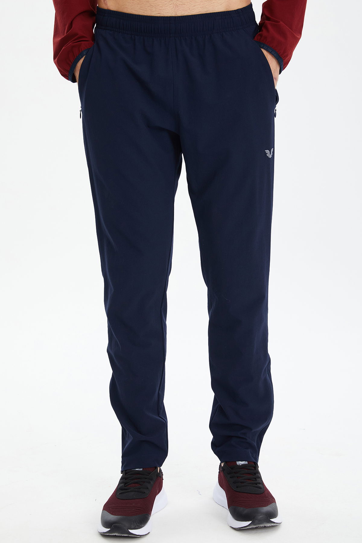 Erkek Bordo Dik Yakalı Dokuma Fermuar Paçalı Eşofman Takımı | 0692 - BİLCEE (1)