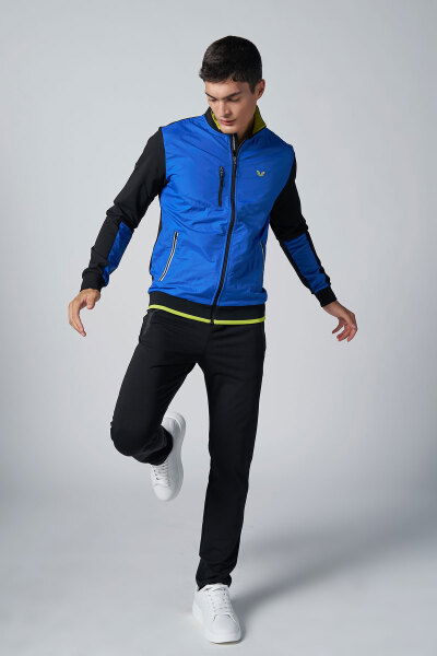 Erkek Sax Dik Yaka Dokumalı Örme Eşofman Takım | 1572 