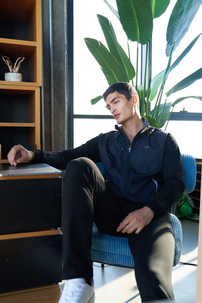 Erkek Siyah Dik Yaka Dokumalı Örme Eşofman Takım | 1572 