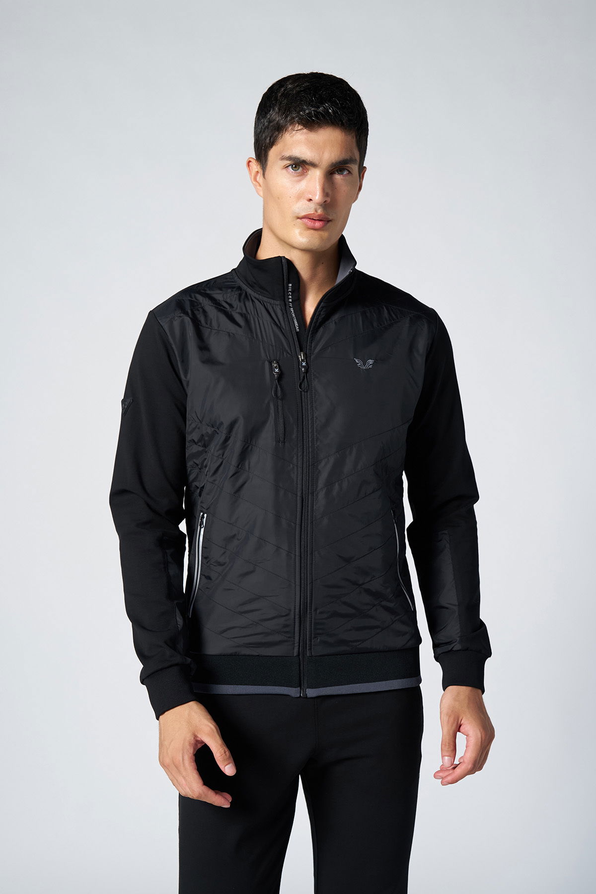 Erkek Siyah Dik Yaka Dokumalı Örme Eşofman Takım | 1572 - BİLCEE (1)