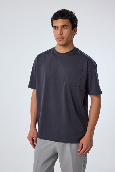 Erkek Gri Oversize Cepli Tişört | 4582 