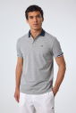 Erkek Gri Melanj Pamuklu Polo Yakalı Kısa Kollu Tişört | 9710 - 3