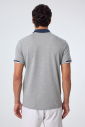 Erkek Gri Melanj Pamuklu Polo Yakalı Kısa Kollu Tişört | 9710 - 6