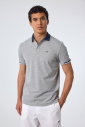 Erkek Gri Melanj Pamuklu Polo Yakalı Kısa Kollu Tişört | 9710 - 3