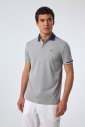 Erkek Gri Melanj Pamuklu Polo Yakalı Kısa Kollu Tişört | 9710 - 4