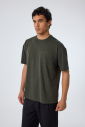 Erkek Haki Oversize Cepli Tişört | 4582 - 5