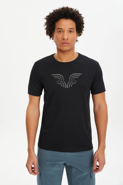 Erkek Siyah Hızlı Kuruyan Hafif Antrenman Tişört 0094 