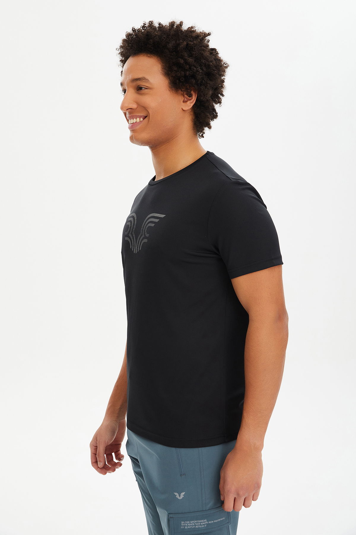 Erkek Siyah Hızlı Kuruyan Hafif Antrenman Tişört 0094 - BİLCEE (1)