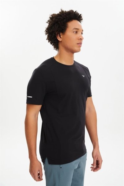 Erkek Siyah Hızlı Kuruyan Soft Dokunuşlu Serin Tutan Hafif Fitness Antrenman Sporcu Tişört 0657