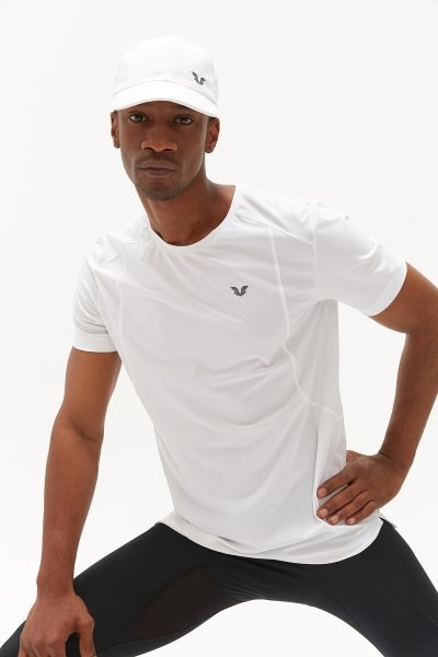 Erkek Beyaz Hızlı Kuruyan Soft Dokunuşlu Serin Tutan Hafif Fitness Antrenman Sporcu Tişört 0657