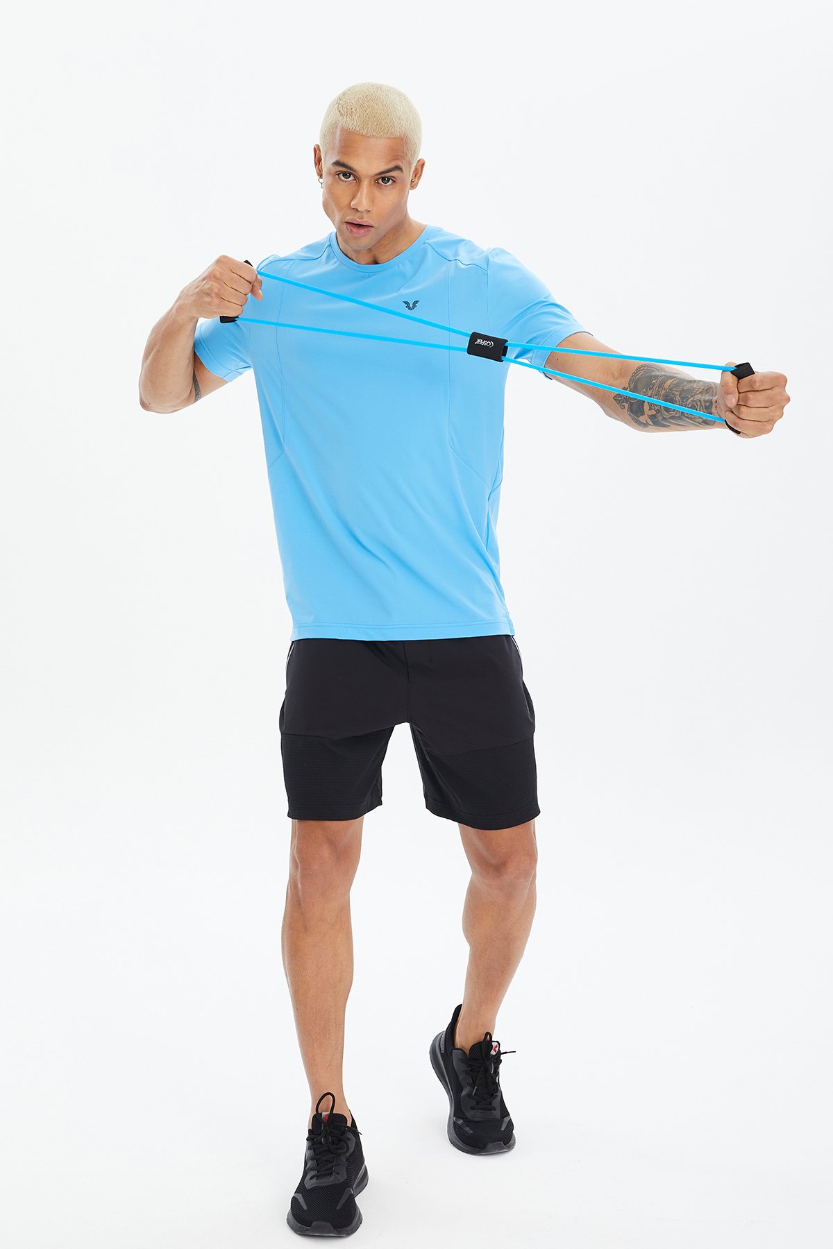 Erkek Mavi Hızlı Kuruyan Soft Dokunuşlu Serin Tutan Hafif Fitness Antrenman Sporcu Tişört 0657 - 4