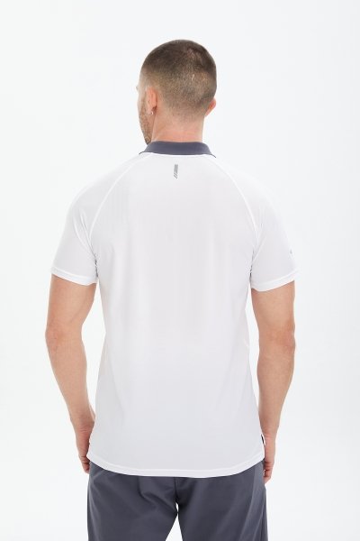 Erkek Beyaz Hızlı Kuruyan Soft Dokunuşlu Serin Tutan Polo Yaka Antrenman Tişört 0703
