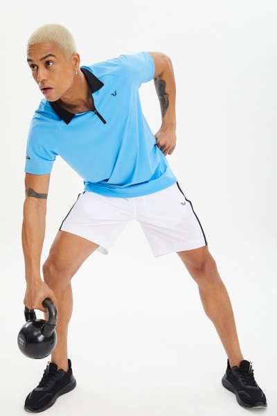 Erkek Mavi Hızlı Kuruyan Soft Dokunuşlu Serin Tutan Polo Yaka Antrenman Tişört 0703