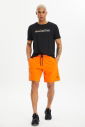 Erkek Turuncu İnce Dokuma Kumaşlı Antrenman Şort 0798 - 1