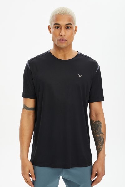 Erkek Siyah İnce-Hafif Hızlı Kuruyan Sporcu Tişört 0635