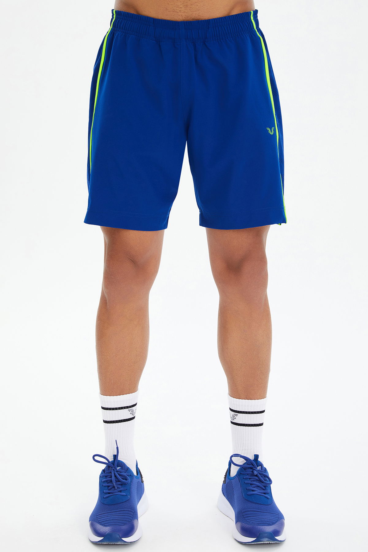 Erkek Saks Mavi İnce Kumaş Hızlı Kuruyan Ter Tutmayan Antrenman Training Fitness Sporcu Şortu | 0631 - BİLCEE