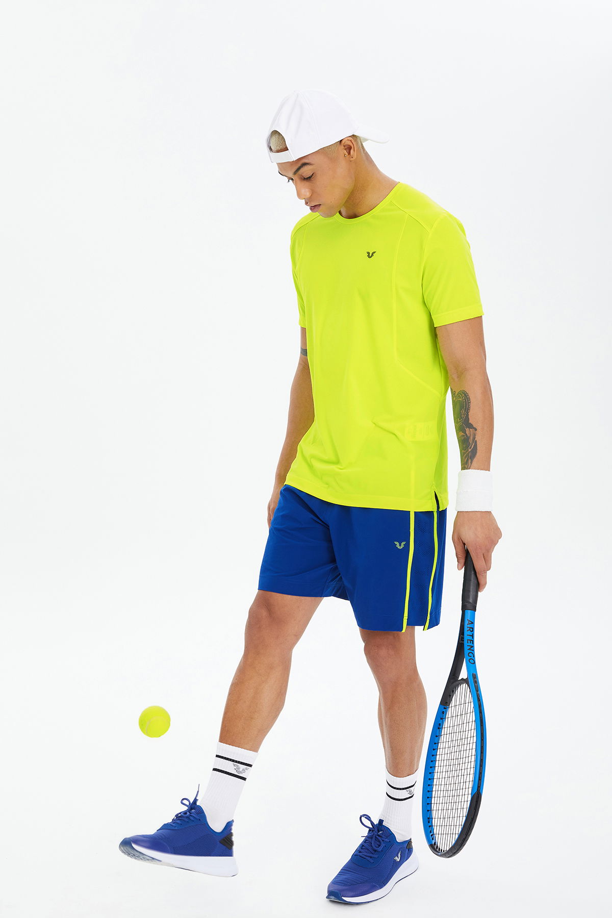 Erkek Saks Mavi İnce Kumaş Hızlı Kuruyan Ter Tutmayan Antrenman Training Fitness Sporcu Şortu | 0631 - BİLCEE (1)