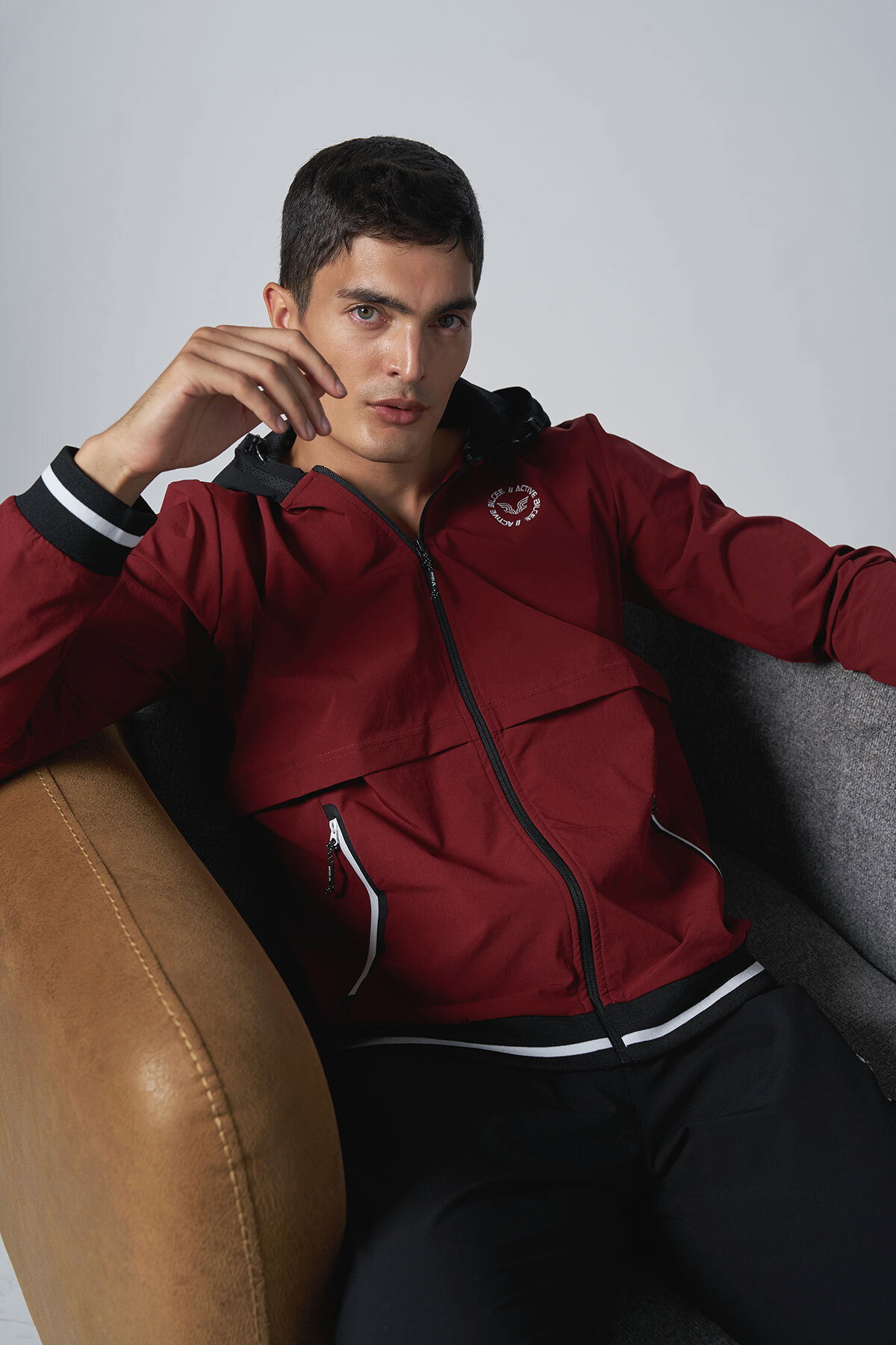 Erkek Bordo Kapüşonlu Dokuma Düz Paça Eşofman Takımı | 0694 - BİLCEE (1)