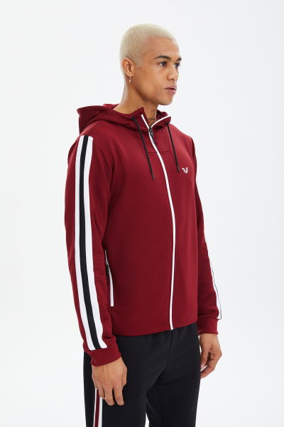 Erkek Bordo Kapüşonlu Eşofman Takımı 0755