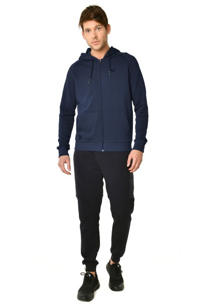 Erkek Lacivert Kapüşonlu Fermuarlı Kanguru Cepli Sweatshirt 9336