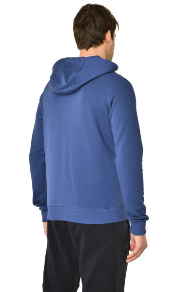 Erkek Mavi Kapüşonlu Fermuarlı Kanguru Cepli Sweatshirt 9336