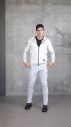 Erkek Beyaz Kapüşonlu Likralı Pamuklu Eşofman Takım | 1525 - 3