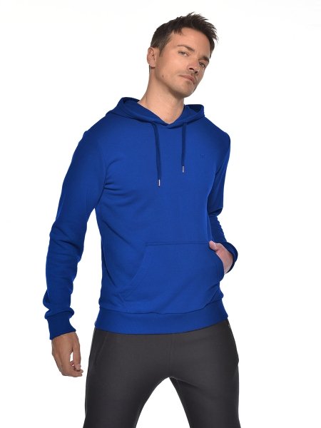 BİLCEE - Erkek Saks Mavi Kapüşonlu Kanguru Cepli Pamuklu Sweatshirt 8755 (1)