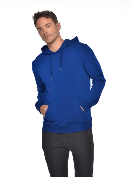 BİLCEE - Erkek Saks Mavi Kapüşonlu Kanguru Cepli Pamuklu Sweatshirt 8755