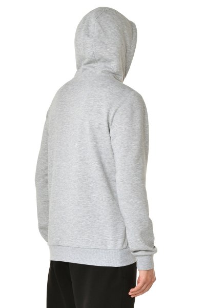 Erkek Gri Kapüşonlu Kanguru Cepli Pamuklu Sweatshirt 9346