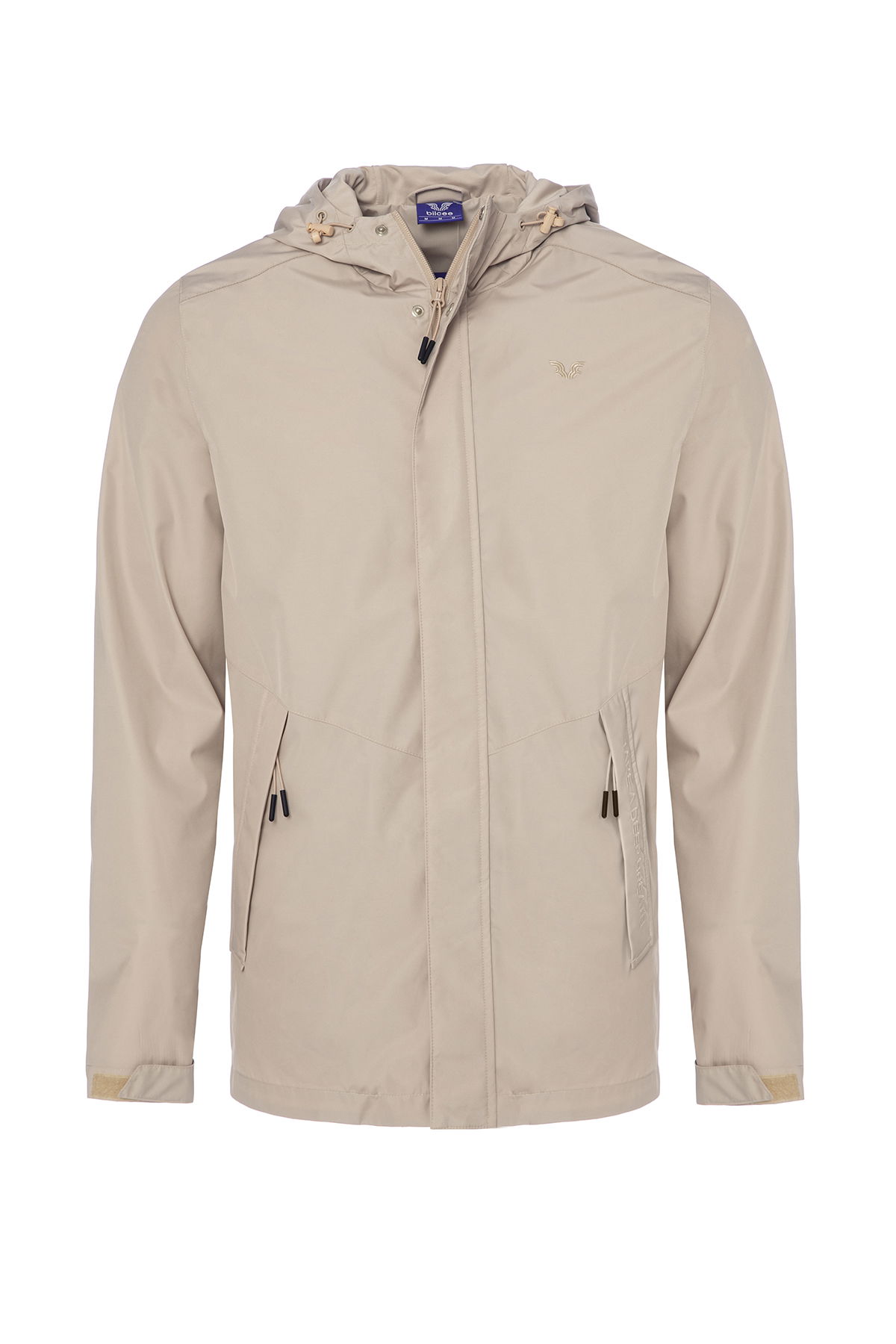 Erkek Krem Kapüşonlu Fermuarlı Yağmurluk | 8437 - BİLCEE